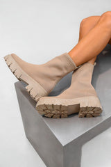 TASMIN Chunky Sock Fit Ankle Boots - Mocha-2
