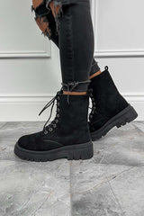 MIYAH Chunky Ankle Boots - Black Suede - 1