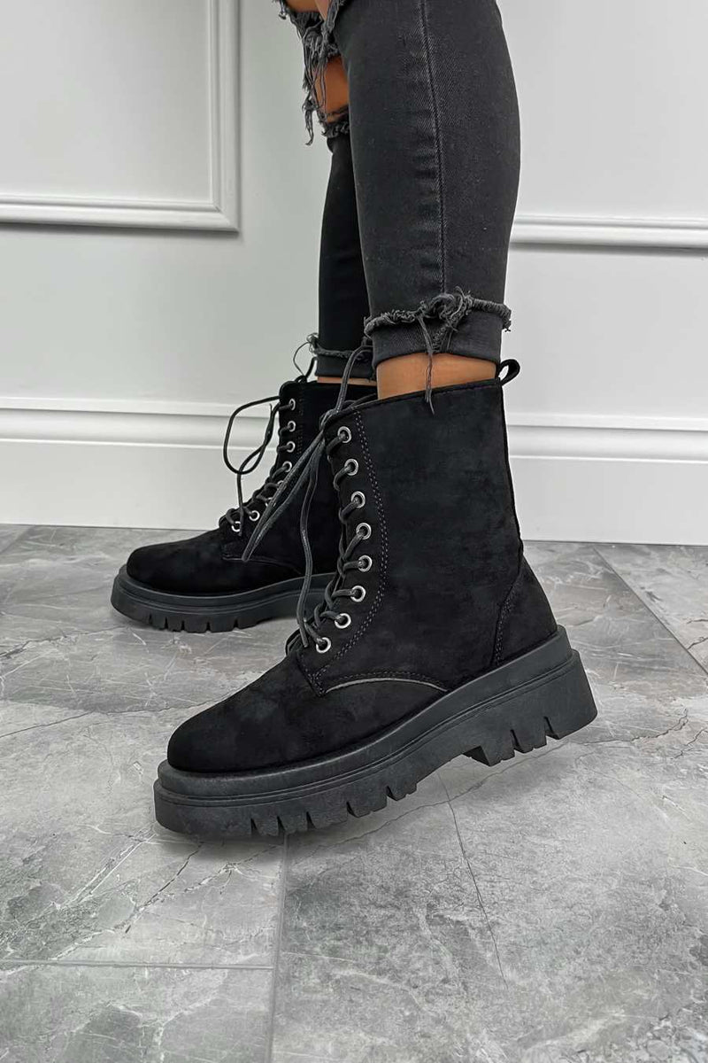 MIYAH Chunky Ankle Boots - Black Suede - 2