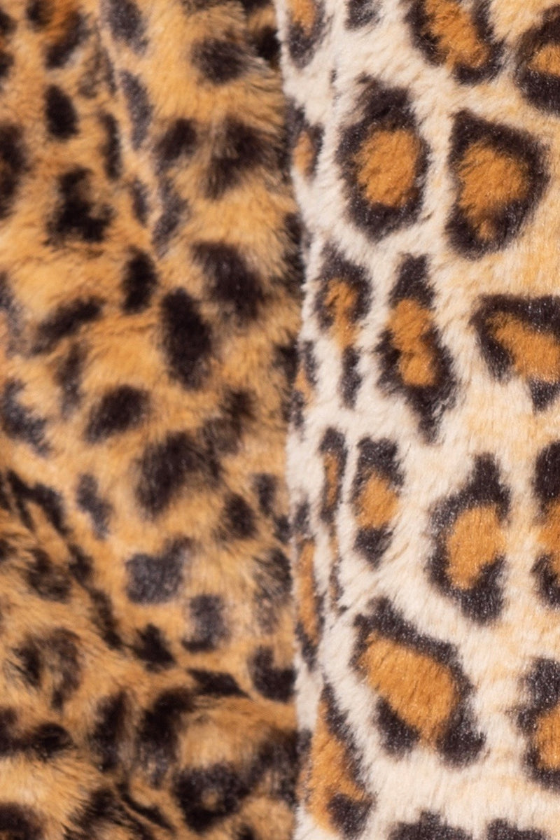 RHIAN Leopard Faux Fur Edge To Edge Mid Length Jacket